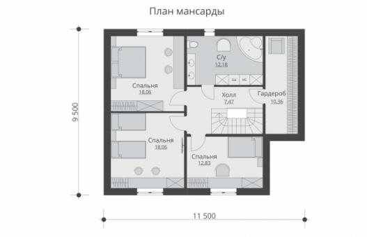 Проект одноэтажного жилого дома с мансардой